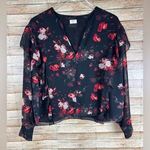 Wilfred Aritzia SZ S Lourdes High Neck Long Sleeve Floral Blouse |